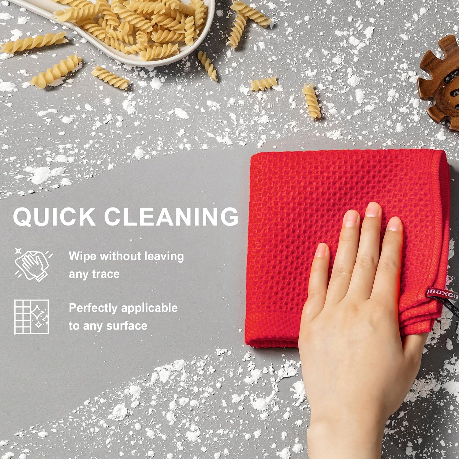 joybest Cotton Kitchen Dish Cloths, 8-Pack Waffle Weave Ultra Soft Absorbent Dish Towels Washcloths Quick Drying Dish Rags, 12x12 Inches, Red - Image 5