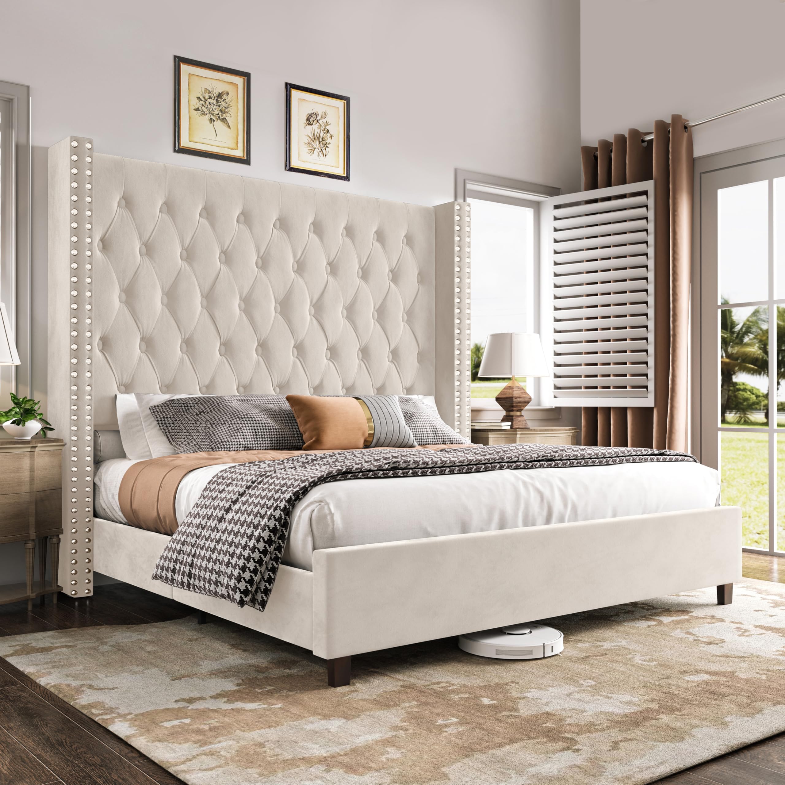 Amazon.com: PaPaJet King Size Bed Frame with 61.4