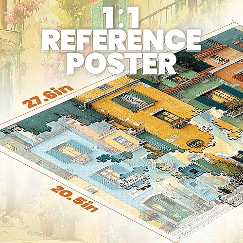 Miniatura 4 de Rompecabezas para adultos de 1000 piezas, otoño Italia Town Street paisaje vintage, rompecabezas de 1000 piezas para adultos mayores, rompecabezas