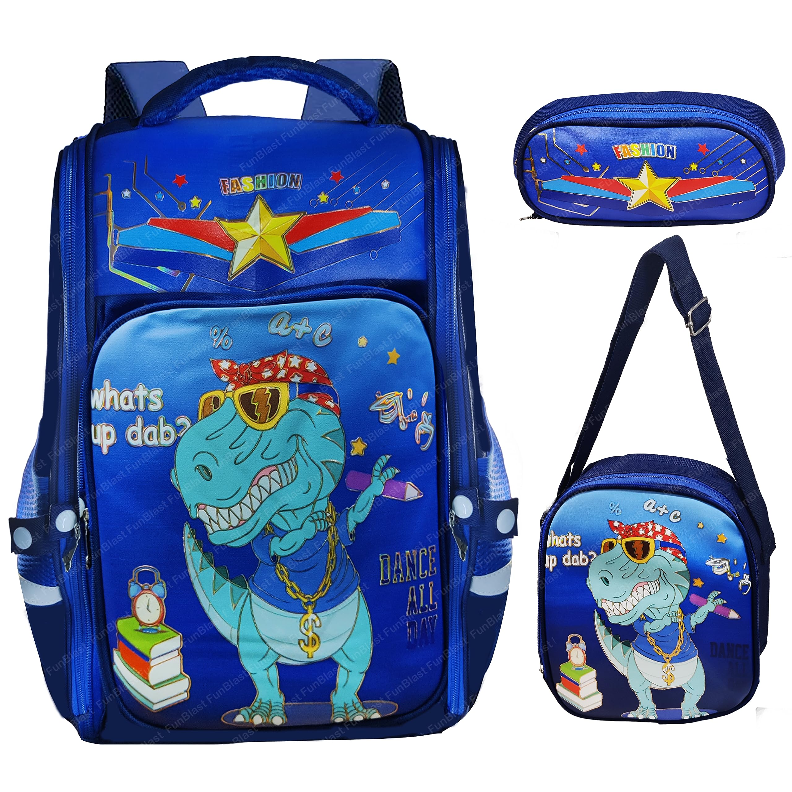 FunBlast School Bagpack with Lunch Bag - Bags for School & College, Travel Backpack, Office Bag, Casual Bagpack, Picnic Bag for Kids, Boys, Teens (40 X 30 X 18 CM) (Dinosaur) (B0CFXRPVL7) Amazon Price History, Amazon Price Tracker
