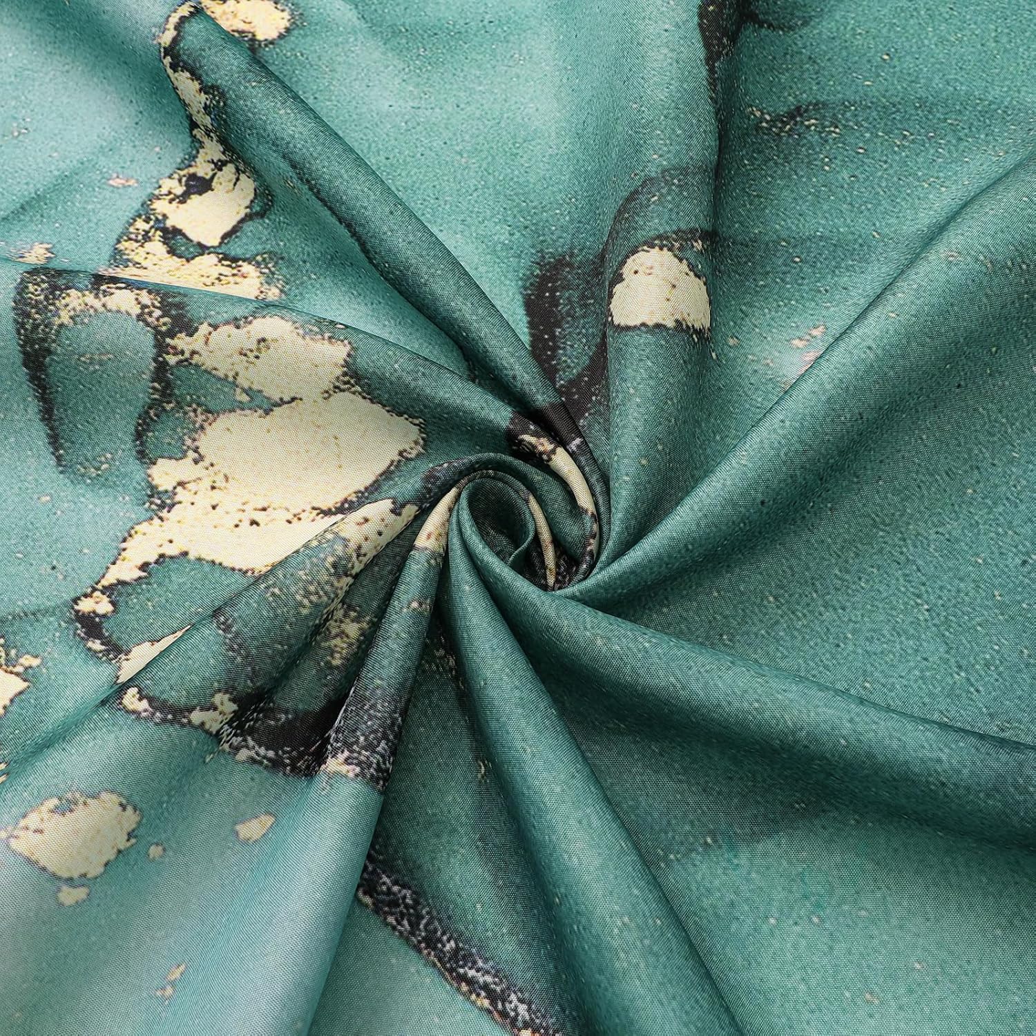 Gibelle Abstract Teal Marble Shower Curtain, Turquoise Marble Shower Curtain for Bathroom, Modern Ink Art Decor Waterproof Fabric Shower Curtain Set with Hooks, 72x72