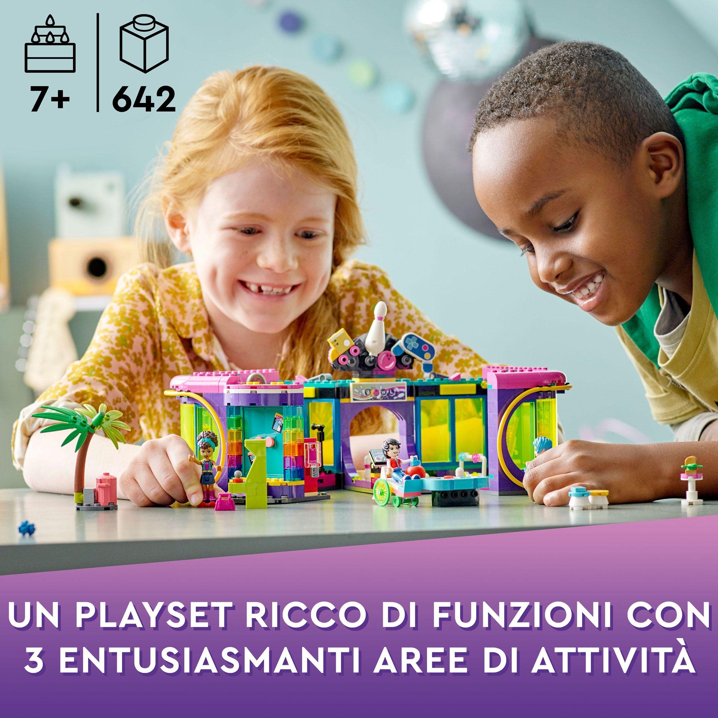 LEGO Friends Arcade Roller Disco, Set Costruzioni Discoteca, Mini Bambolina Andrea, Idea Regalo, Giochi per Bambine e Bambini dai 7 Anni 41708