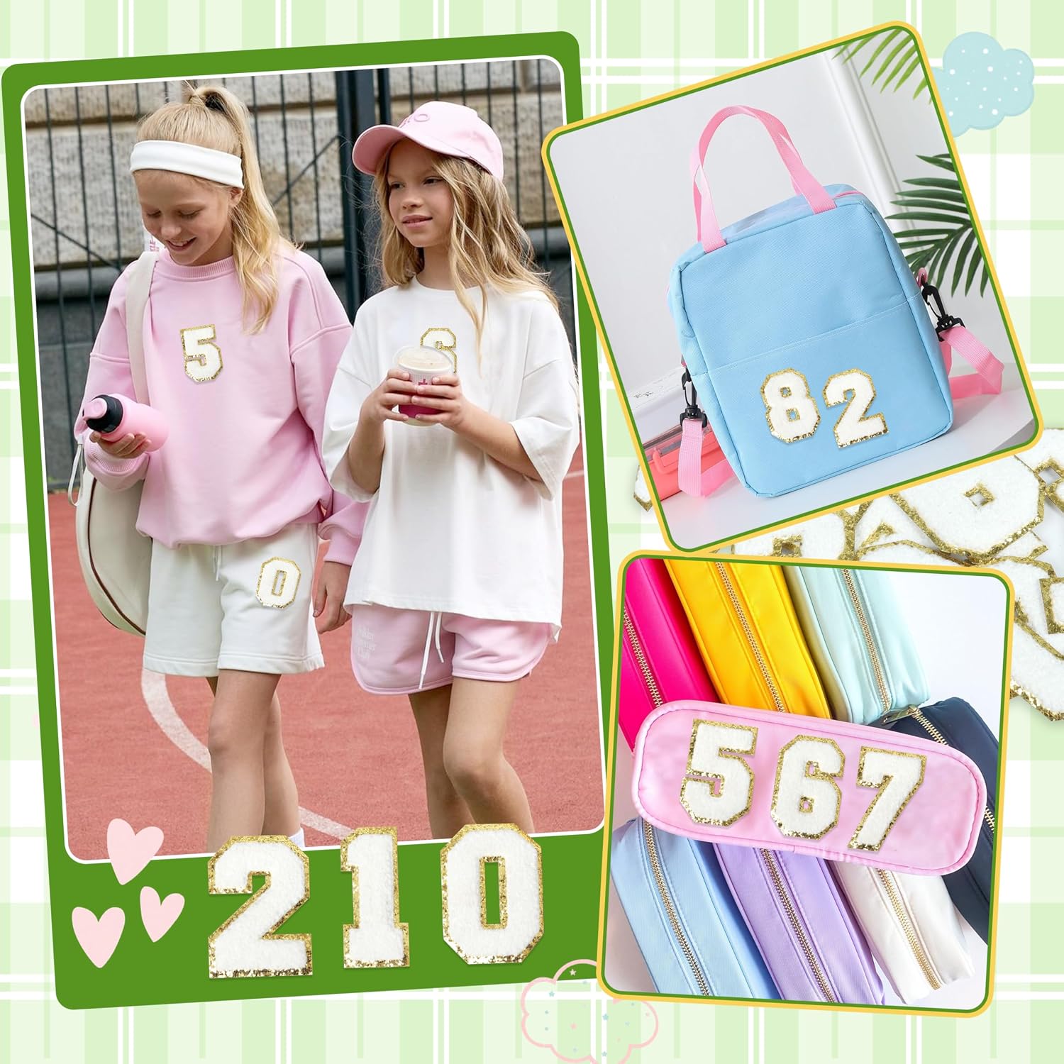 NICEVINYL Chenille Iron on Numbers Patches: 40Pcs White 3.14inch Varsity Sew on Numbers Applique for Fabric - Large Felt 0-9 Embroideried Patches for Clothing Hats Jackets Backpacks Bags