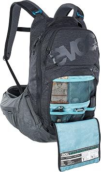 Evoc TRAIL PRO 16l protector backpack for day tours & trail riding (Size: L/XL, LITESHIELD PLUS back protector, extremely lightweight, 3l hydration bladder compartment), Black/Carbon Grey