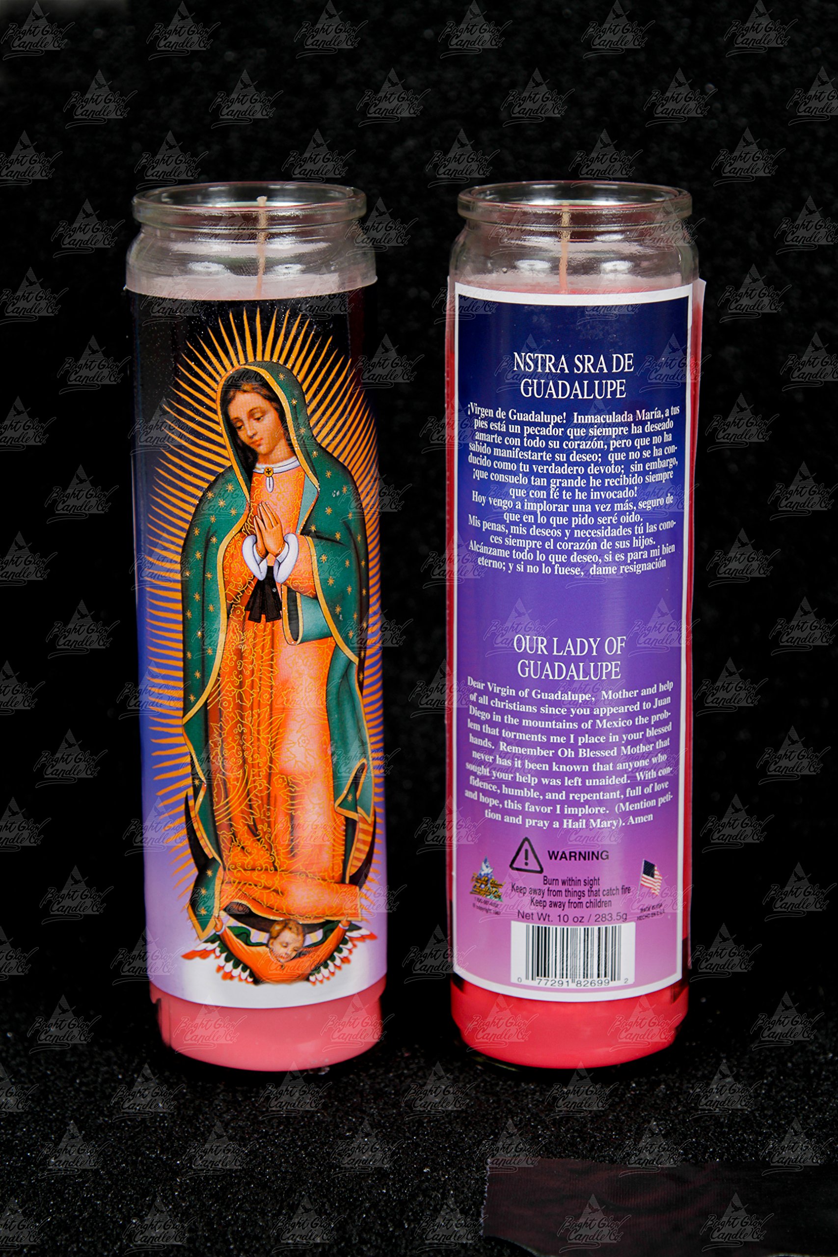 Our Lady of Guadalupe Candle - Pink Candle (Pack of 6) - 8 inch Scented Candles