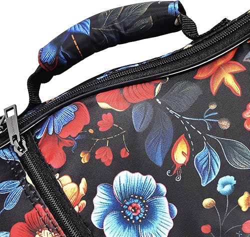 Miniatura 108 de CLOUDMUSIC Funda para ukelele - Mochila acolchada para soprano de 21 pulgadas (soprano, bordado de flores de pavo real azul)