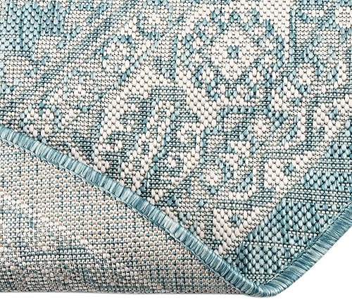 Miniatura 82 de Rugs.com Outdoor Aztec Collection Alfombra – 4 x 6 pies alfombra de tejido plano gris carbón perfecta para salas de estar, grandes comedores, planos