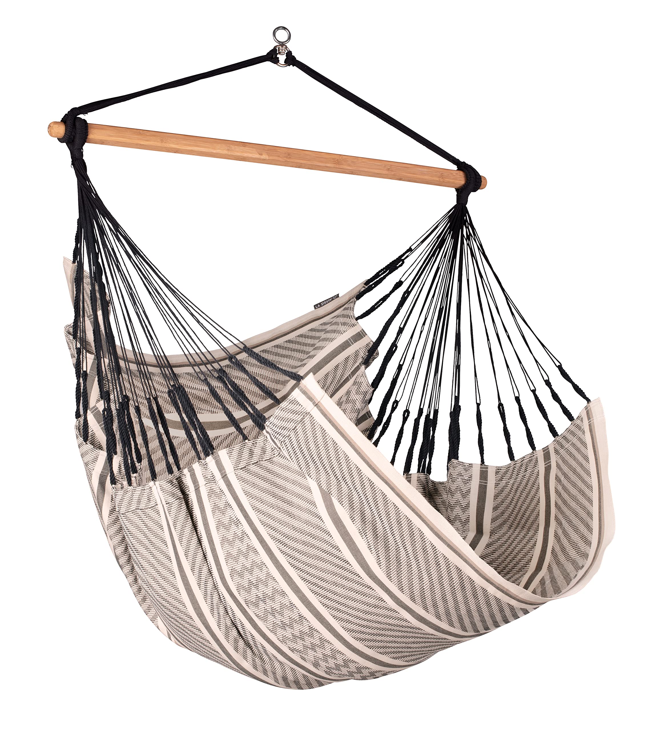 La Siesta®- Habana Hängesessel Comfort Size für Entspannung & Stil: 360° Drehgelenk, hochwertiges Bambusholz - GOTS-zertifizierte Baumwolle. (Zebra)