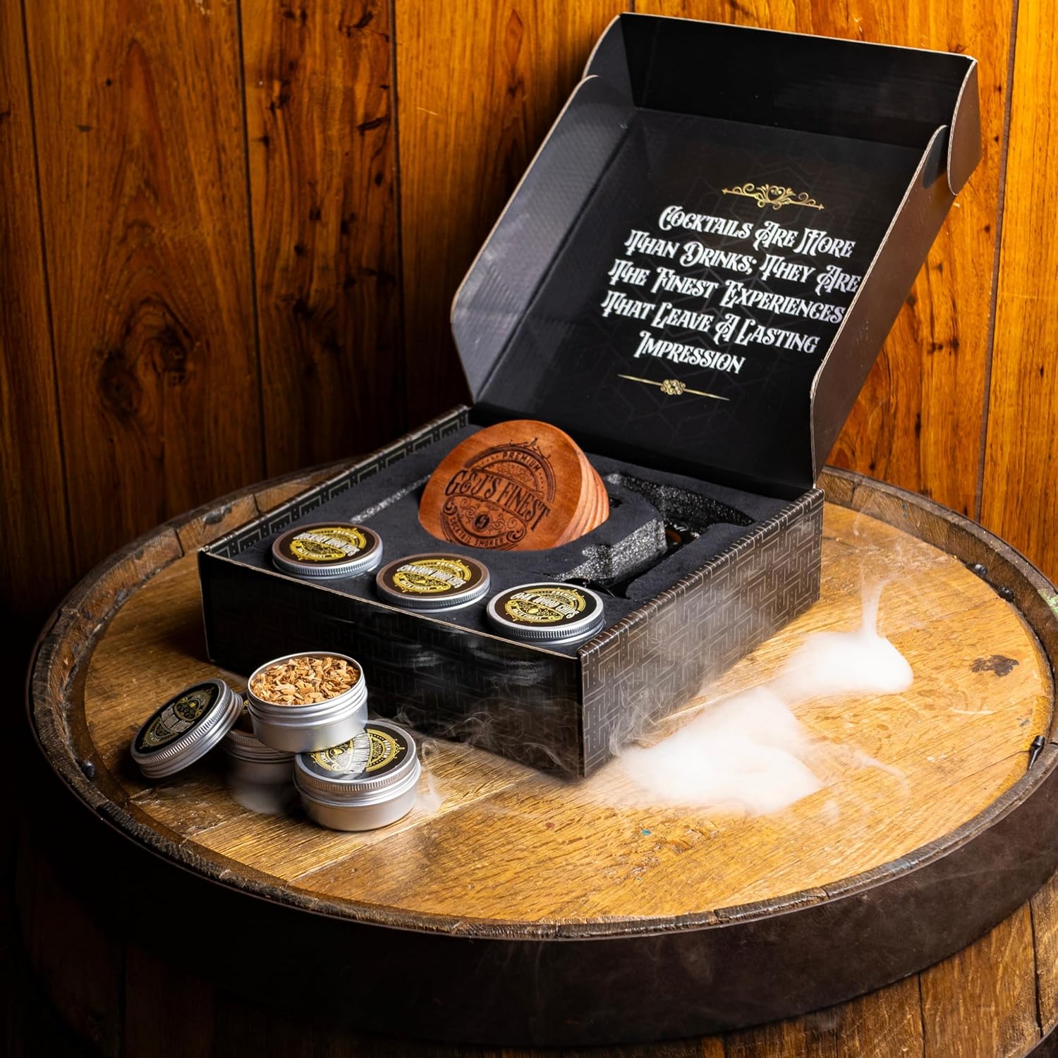 Whiskey Smoker Kit | Cocktail Smoker Kit| Bourbon Smoker Kit| Old Fashioned Smoker Kit with 3-Flame Torch, 6 Wood Chips & Gift Box for Smoking Drinks| Whiskey Gift for Men (No Butane Incl.)