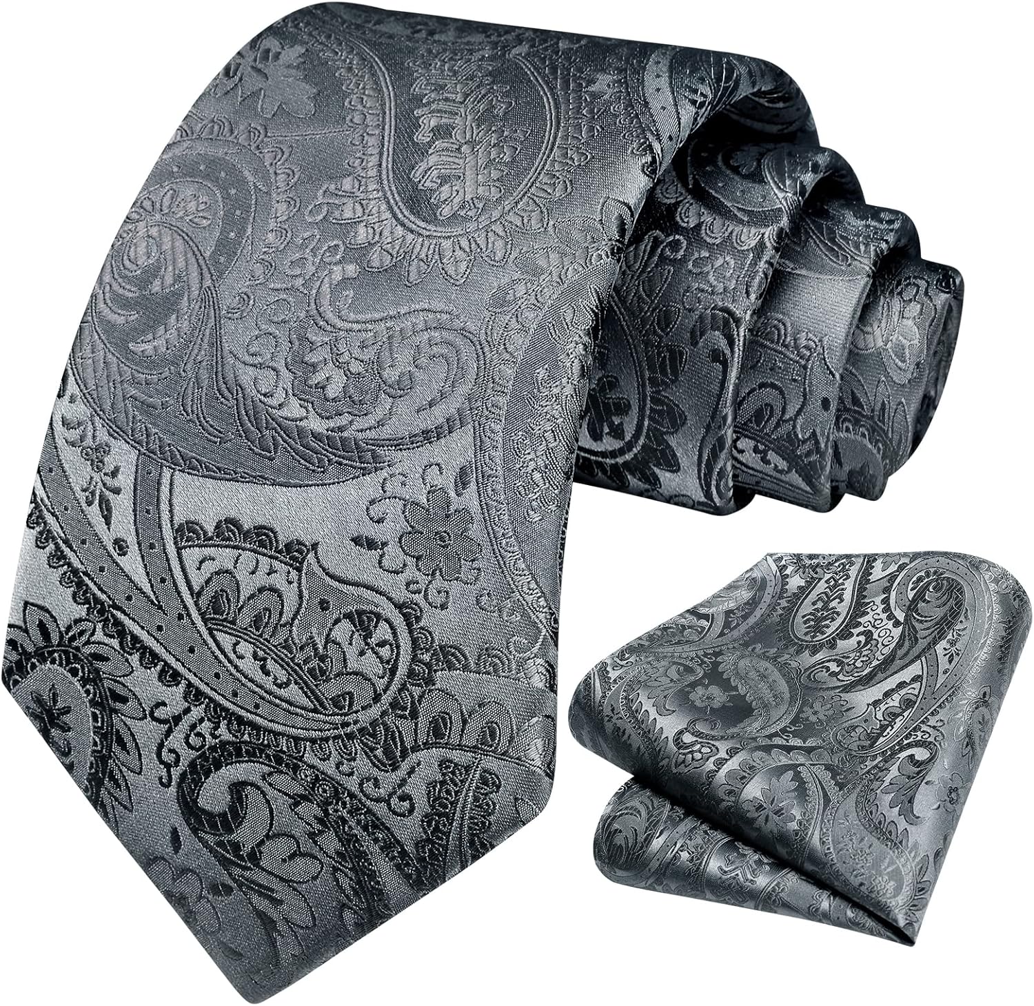 HISDERN Paisley Ties for Men Solid Tie Handkerchief Floral Men's Necktie & Pocket Square Set Wedding Classic Mens Ties - Image 2