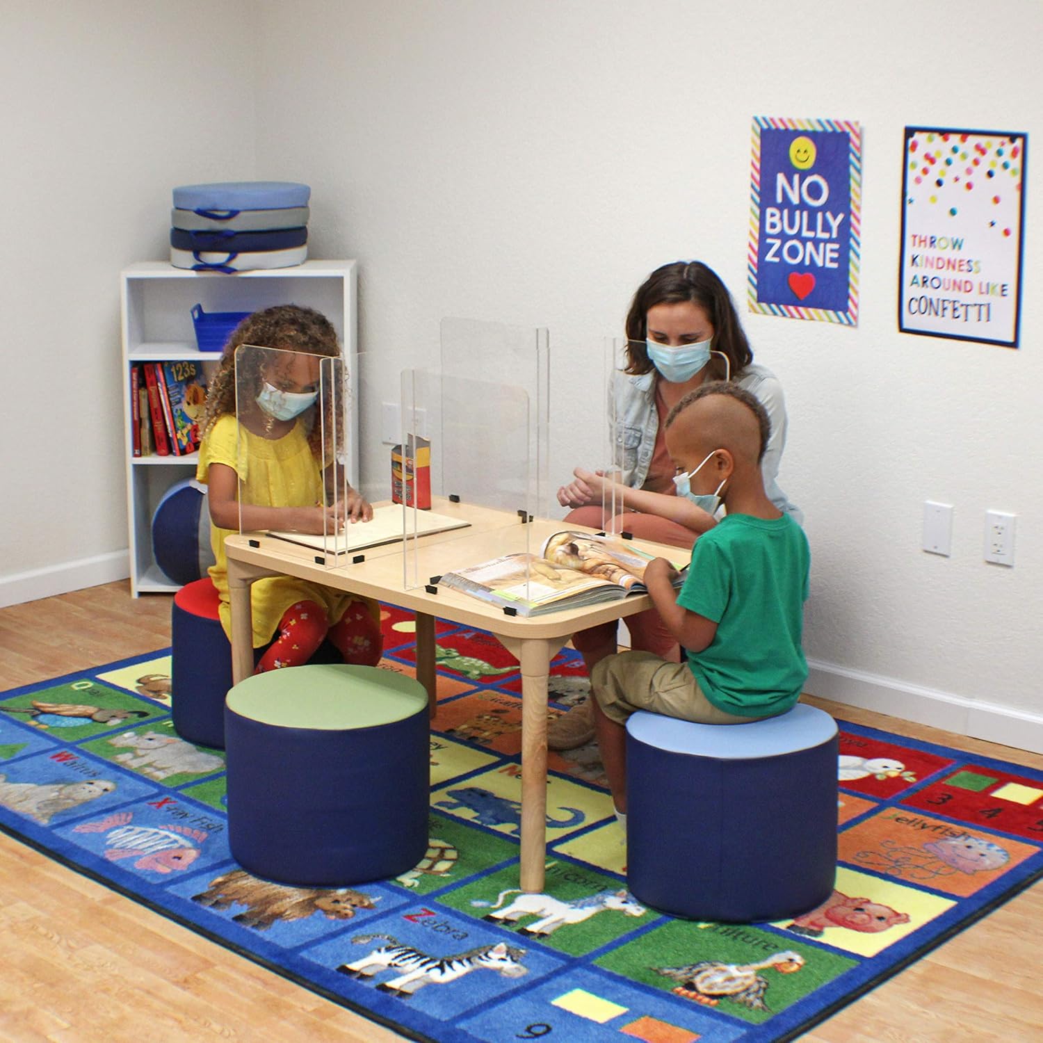 FDP Clear 3/16" Thick Acrylic Children's Tabletop Divider, 16 inch Height (4-Pack); Three-Panel Sneeze, Cough, Talk Guard, Plexiglass Desk Shield, Protective Barrier for Table or Countertop - Small: Industrial & Scientific