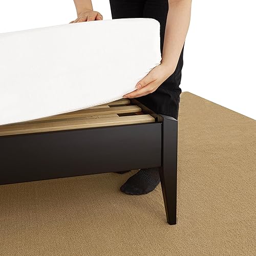 Miniatura 16 de Bme Dinkee - Base de cama de tamaño matrimonial sin cabecera, 15 pulgadas, minimalista y moderna, madera de acacia, 12 listones de madera para