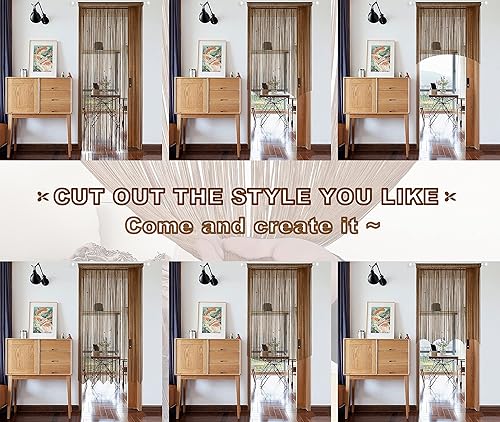Miniatura 6 de YIIBAII - Cortinas de tiras para puerta con flecos para puertas, ventanas, decoración de habitación, divisor para sala de estar (39"x79", Café)