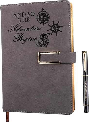 Diario de escritura recargable de piel sintética con tapa dura A5 College con 200 páginas forradas y plano diario personal con bolígrafo y hebilla