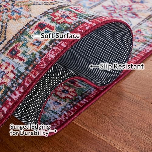 Vista 7 de SAFAVIEH Alfombra lavable Tucson Collection - 6 x 9 pies, resistente al óxido y beige, antideslizante, ideal para zonas de alto tráfico en sala