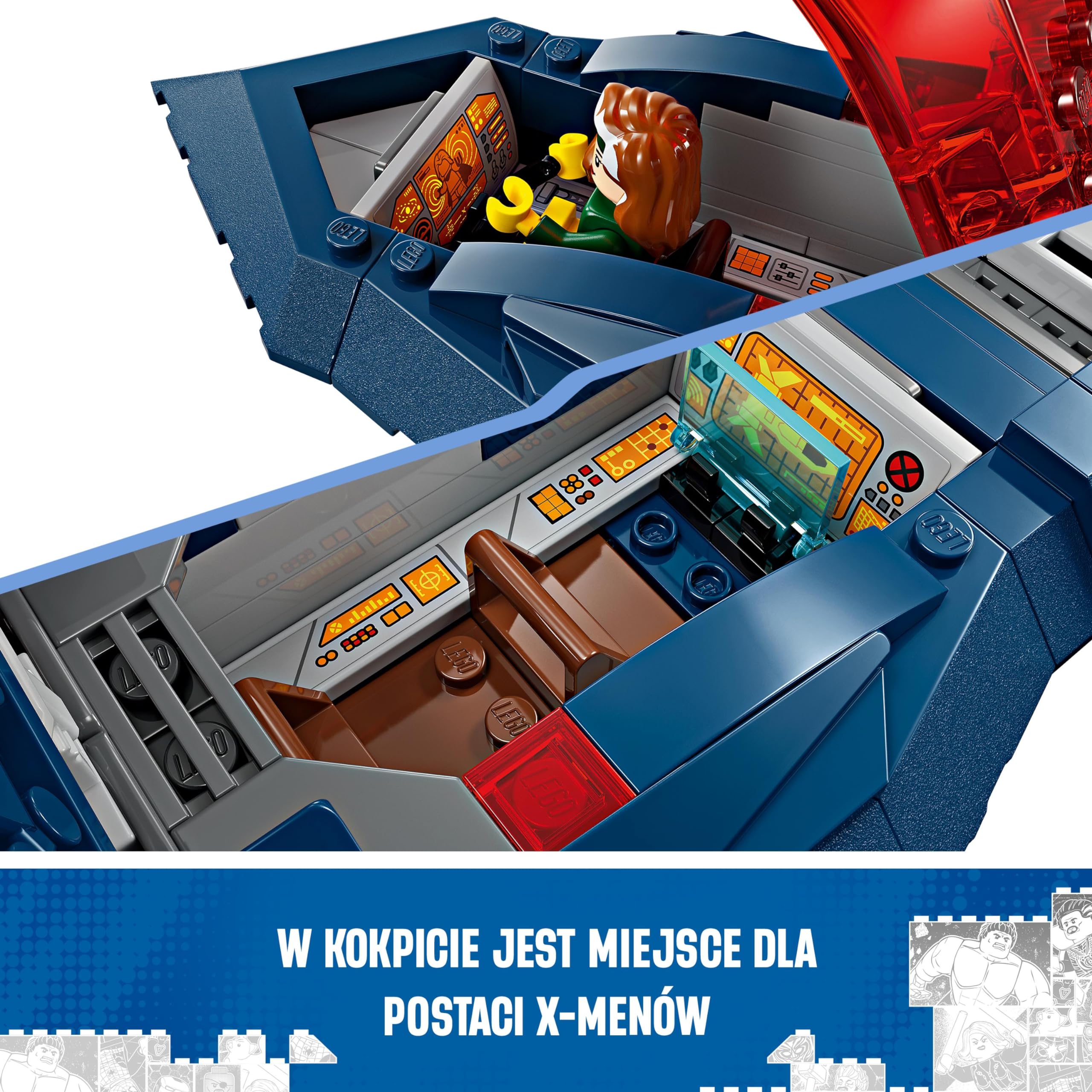 LEGO Marvel Odrzutowiec X-Menów, Model Samolotu do Zbudowania, Zabawka Konstrukcyjna z Minifigurkami Superbohaterów Wolverin, Cyklop, Rogue i Magneto, Prezent dla 8-latka, Chłopca i Dziewczynki, 76281