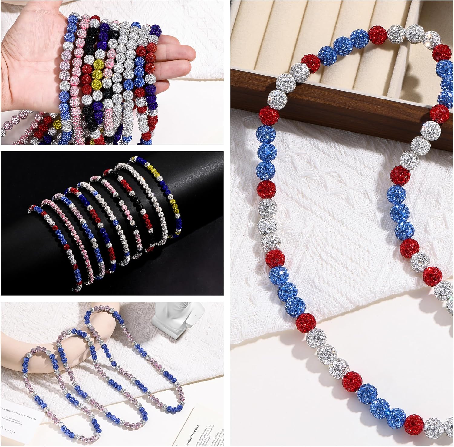 Baseball Beaded Cross Necklace for Men Women, 18"/20"/22" Ice Necklace Bling Drip Bead Chains Necklaces for Boys Diamond Rhinestone Discoball for Baseball Team Lovers - Image 6