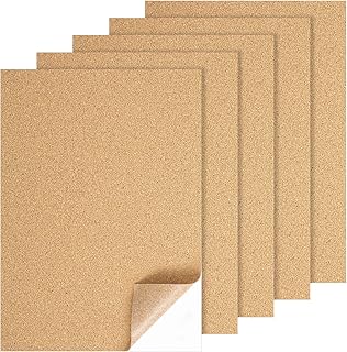 5 PCS Self Adhesive Cork Sheet 1mm Thick Board Cork Mats with Strong Adh...