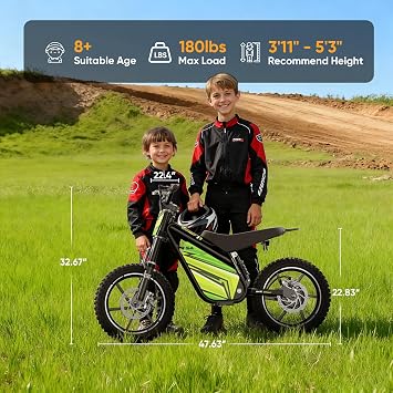 eAhora S4 Series Peak 1200W/1000W Electric Dirt Bike for Kids -48V/36V 10.4AH 37 Miles, 3-Speeds Adjustable Electric Bike for Kids Ages 8-14 with Hydraulic Disc Brakes | Authentic Off-Road Suspension