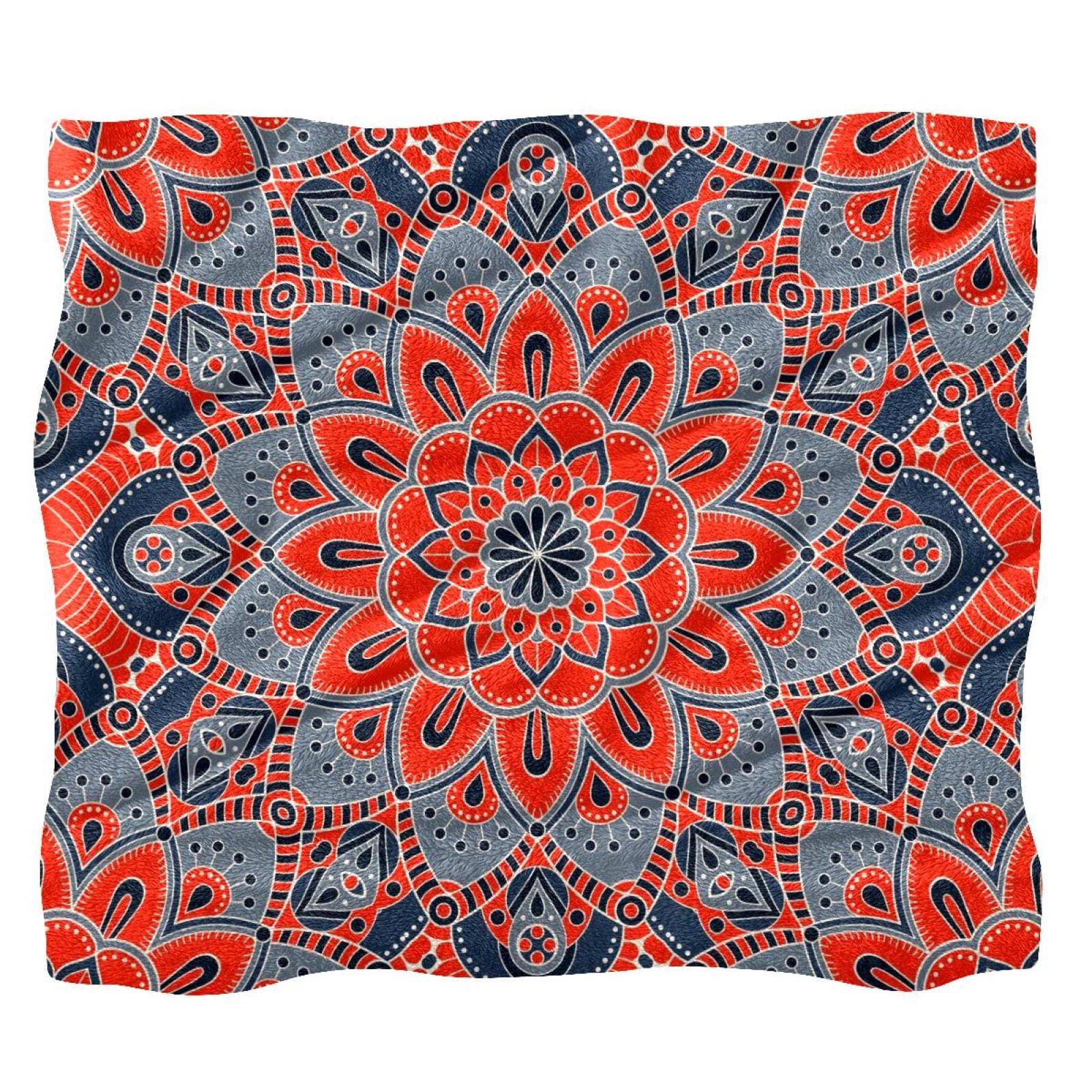 Couverture polaire douce lit plaid canapé mandala rose pour réchauffer vos nuits