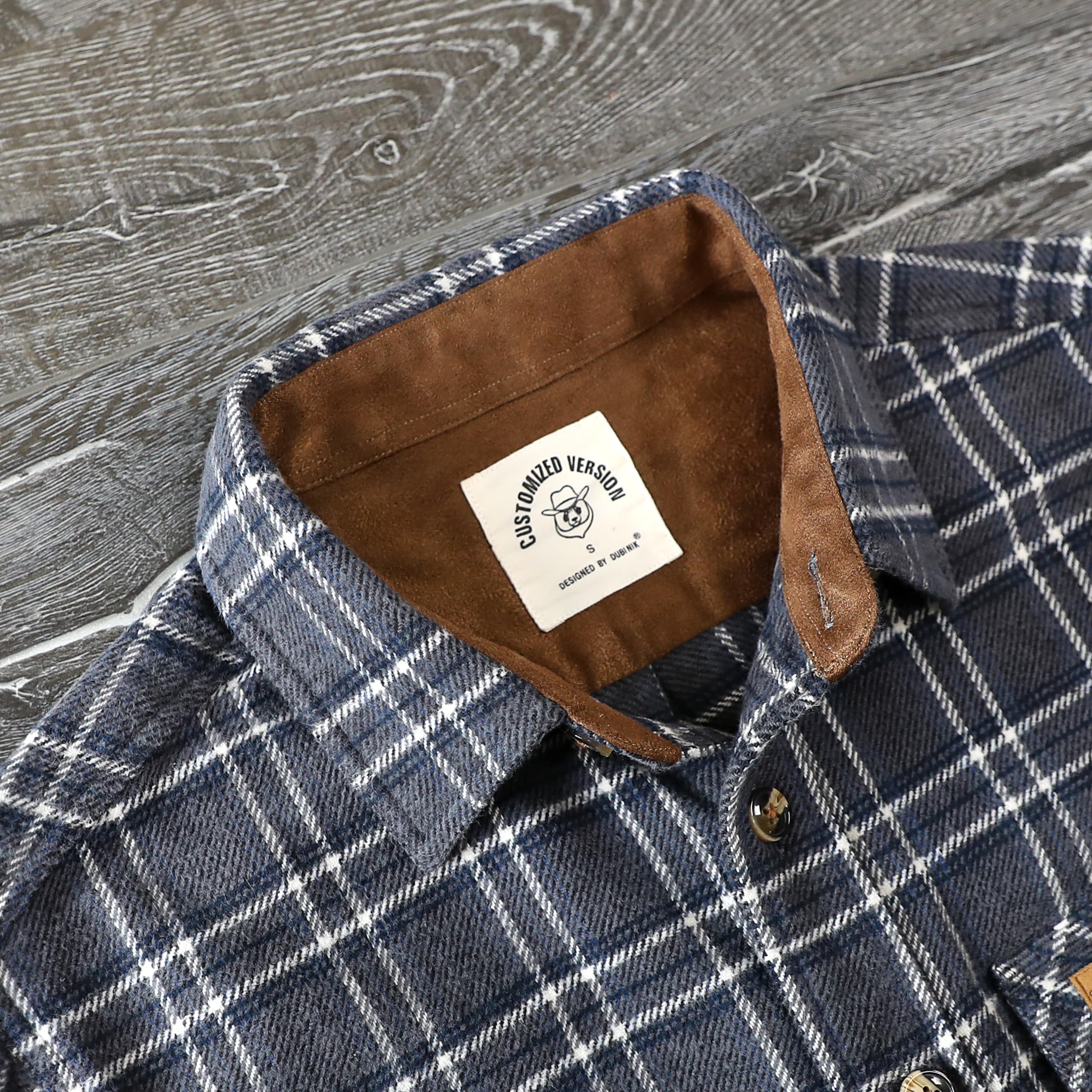 Dubinik 375 ml Ultra ciężka flanelowa koszula dla mężczyzn z długim rękawem na co dzień zapinana na guziki miękka bawełniana krata ciepłe koszule