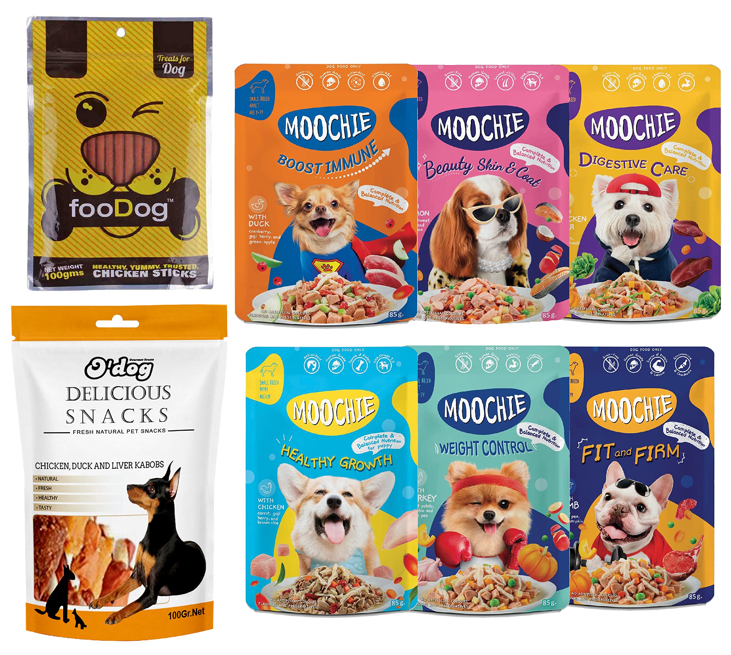 Moochie Dog All Flavour Mix 6 X 85 GMS Dog Food Wet 6- Variety Pack + ODog Chicken, Duck, Liver Kabobs 100 GMS+ FooDog Chicken Sticks Dog Treats 100gms (B0BN4C7QST) Amazon Price History, Amazon Price Tracker