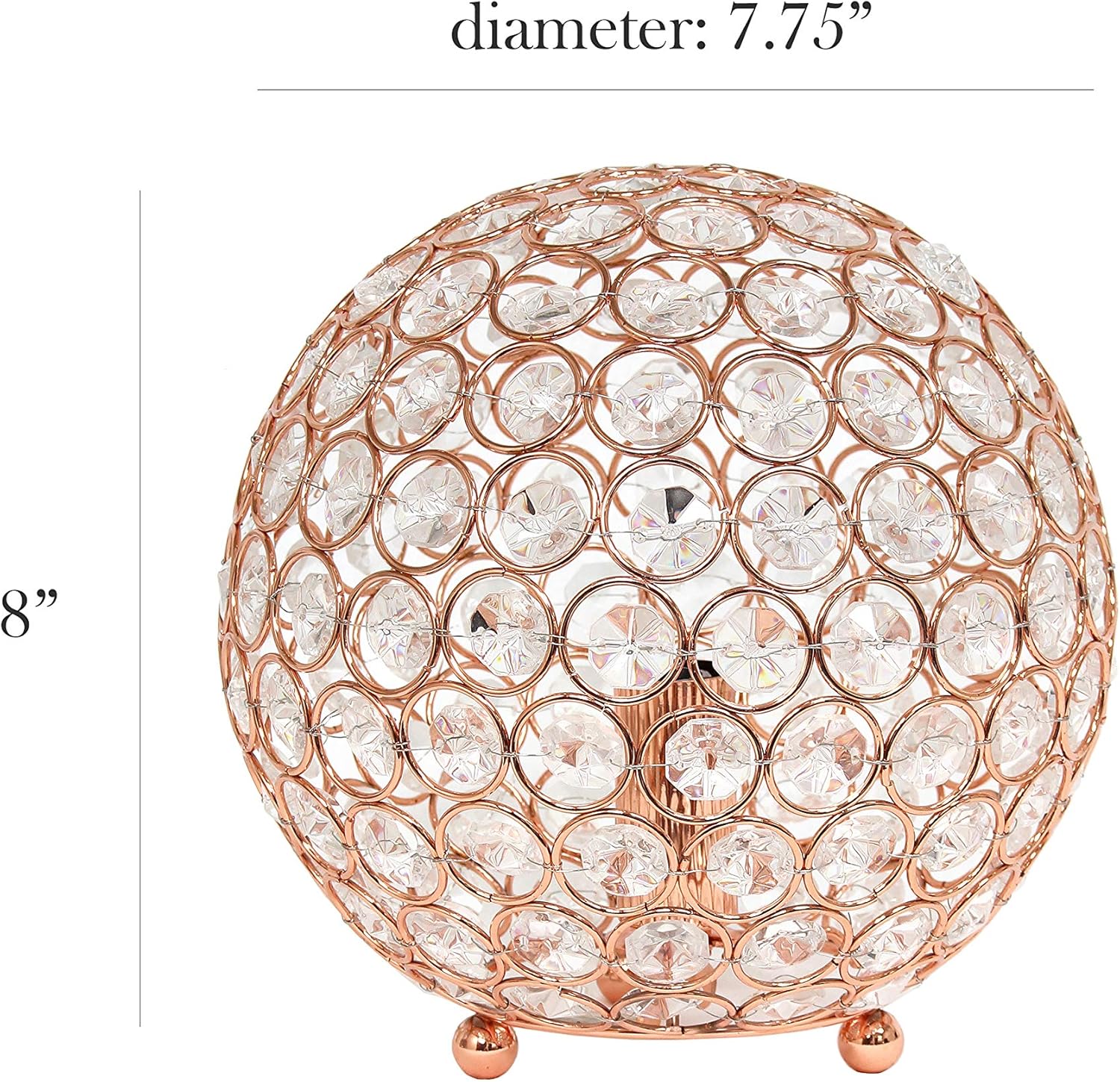 Flash Sale Buy 1 get 1 Elegant Designs LT1026-RGD Elipse 8 Inch Crystal Ball Sequin Table Lamp, Rose Gold