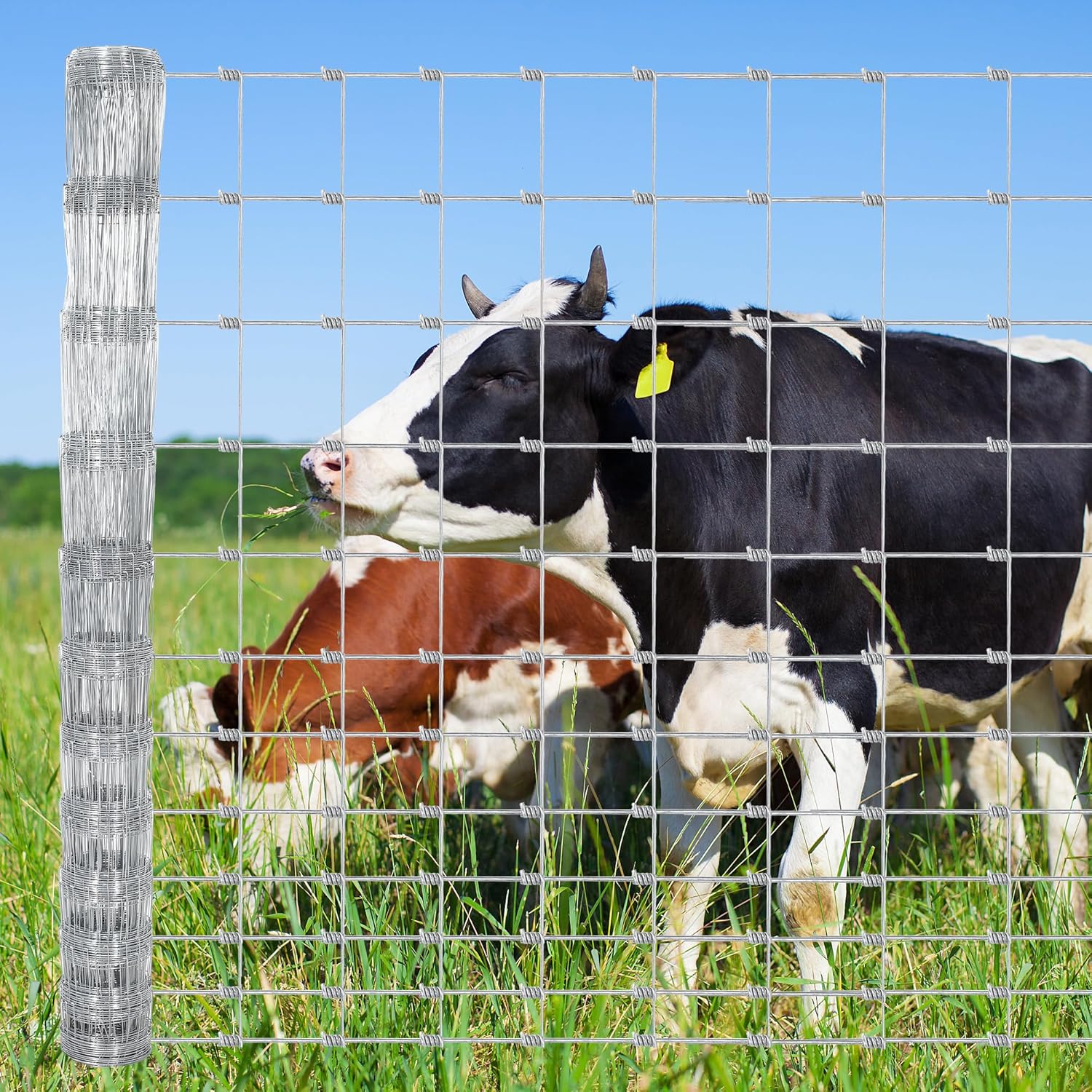 Farm Fence, 4Ft x 328Ft Galvanized Wire Fencing, Goat Cattle Deer Livestock Fence, Heavy Zinc Goat Fences for Goat Deer Yard Livestock Protection