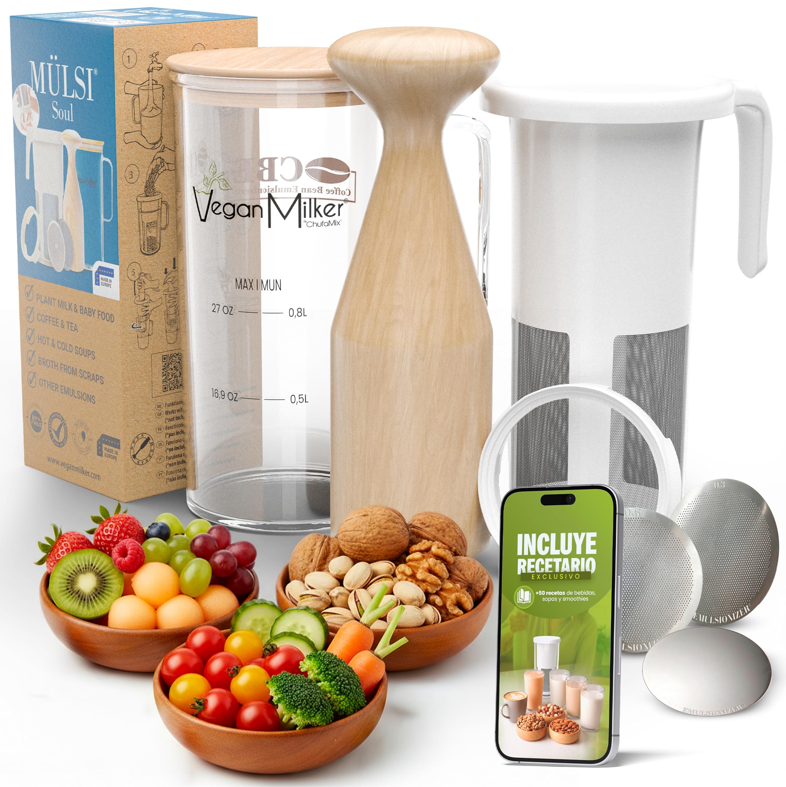 Vegan Milker MÜLSI filtro leche vegetal té zumos y preparación de burmese tofu