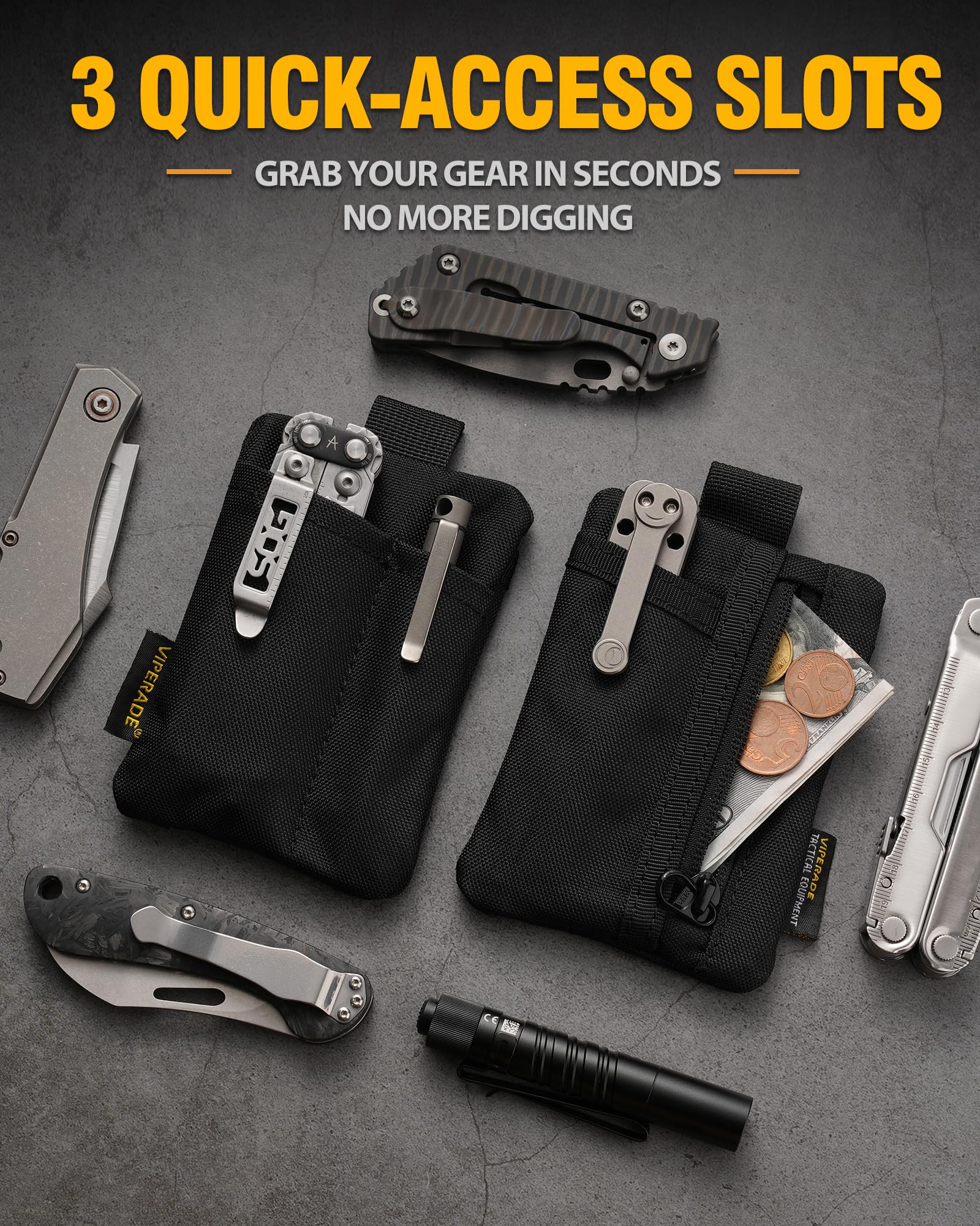 Amazon.co.jp: VIPERADE VE29 EDC ポーチ、EDC ポケット スロット 3 つ