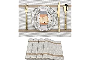 Beige White Placemats - Stylish and Practical Dining Essentials for Your Kitchen...