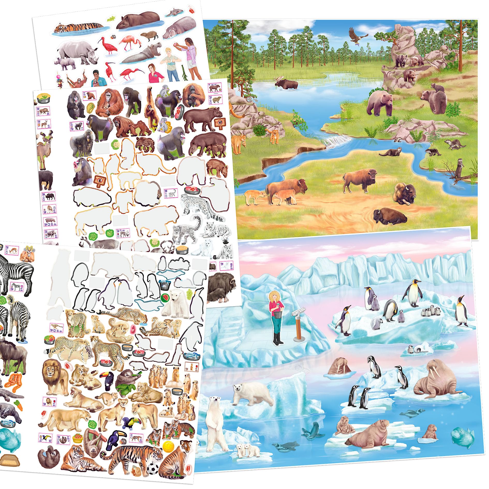 Depesche 12753 Sticker-Album "Create your Zoo", Sticker-Heft mit coolen Motiven und 3 Doppelseiten Aufklebern, ca. 22 x 30 x 0,5 cm