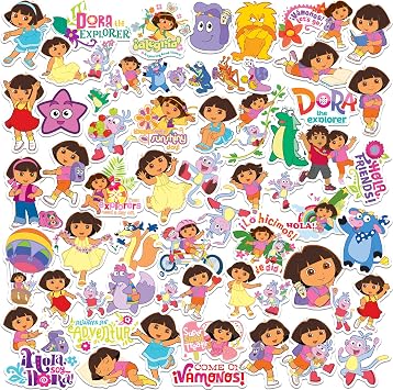 Dora The Explorer 50ct Vinyl Large Deluxe Stickers Variety Pack Die Cut Designs for Laptop, Water Bottle, Scrapbooking, Tablet & Indoor/Outdoor Surfaces