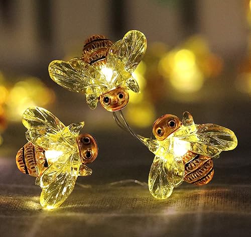 Miniatura 8 de Guirnalda de luces decorativas de colibrí, 13.85 pies, 40 luces LED blancas frías resistentes a la intemperie, funciona con pilas, 8 modos, luces de