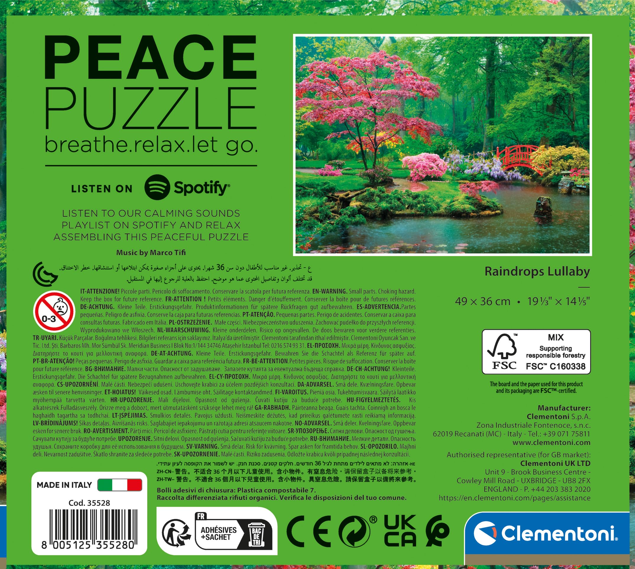 Clementoni 35528 Jigsaw Peace 500 Pieces Raindrops Lullaby-Puzzle for Adults 14-99 Years, Gift for Men/Women, Landscape - Image 3