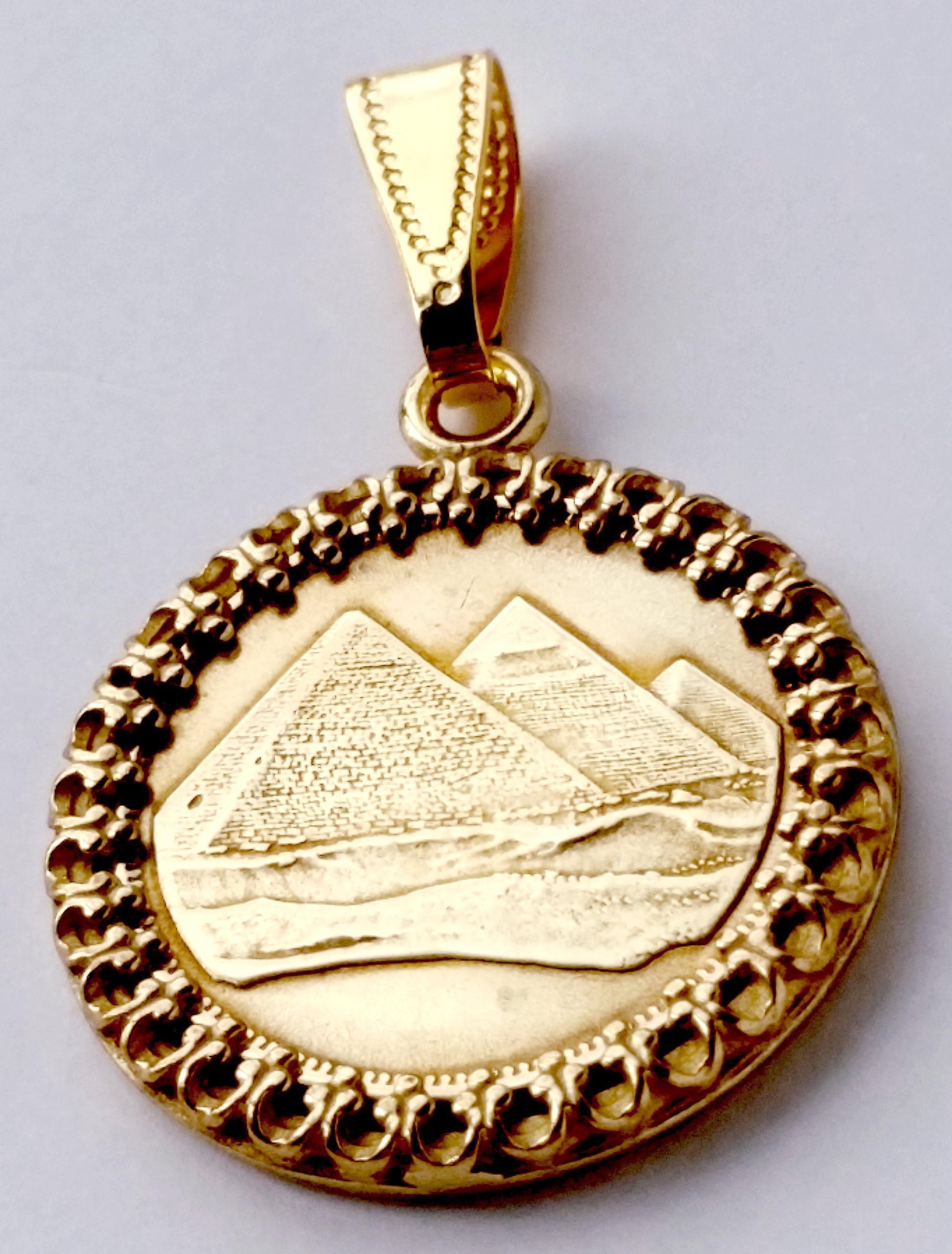 Egyptian Pyramids Gold Color Coin Ancient Egypt Jewelry,Necklace,Egyptian Charms Egyptian Jewelry Egyptian Necklace Pyramid 1984