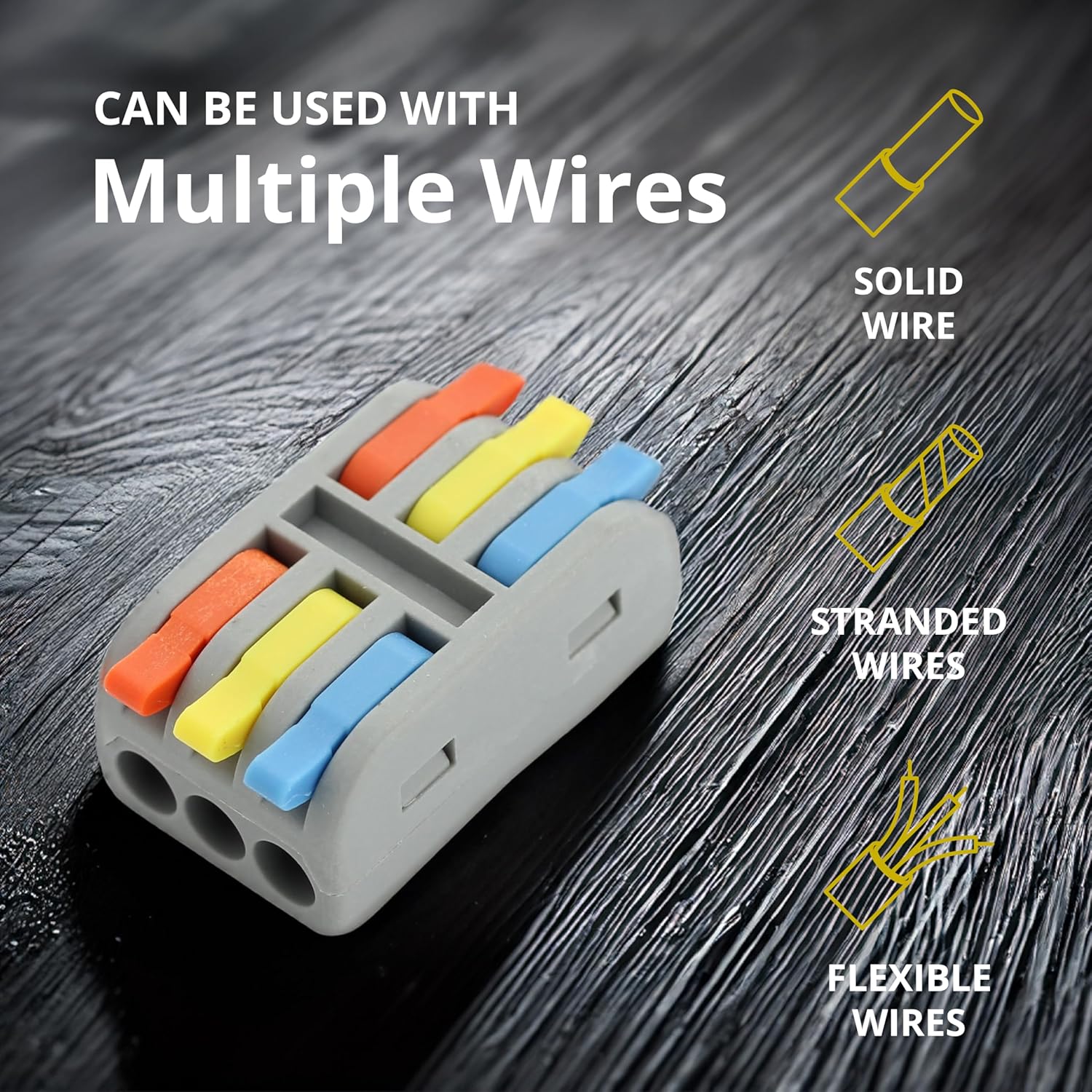 Electrical Wire Connectors – Wire Splice – Lever Wire with Colored Code -Quick Splice Wiring Kit 32A/ 600V - 6 Poles - 28-12 AWG (30 Units)