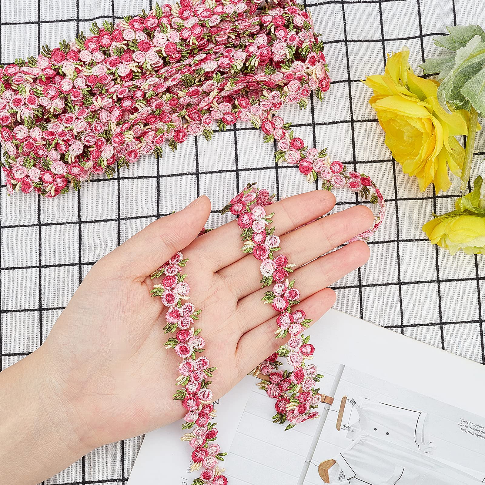 GORGECRAFT Spitzenband Mit Blumenmotiv – 6 Meter, Violett, Bestickt, 8 Cm Breit, Für Nähen & Dekoration