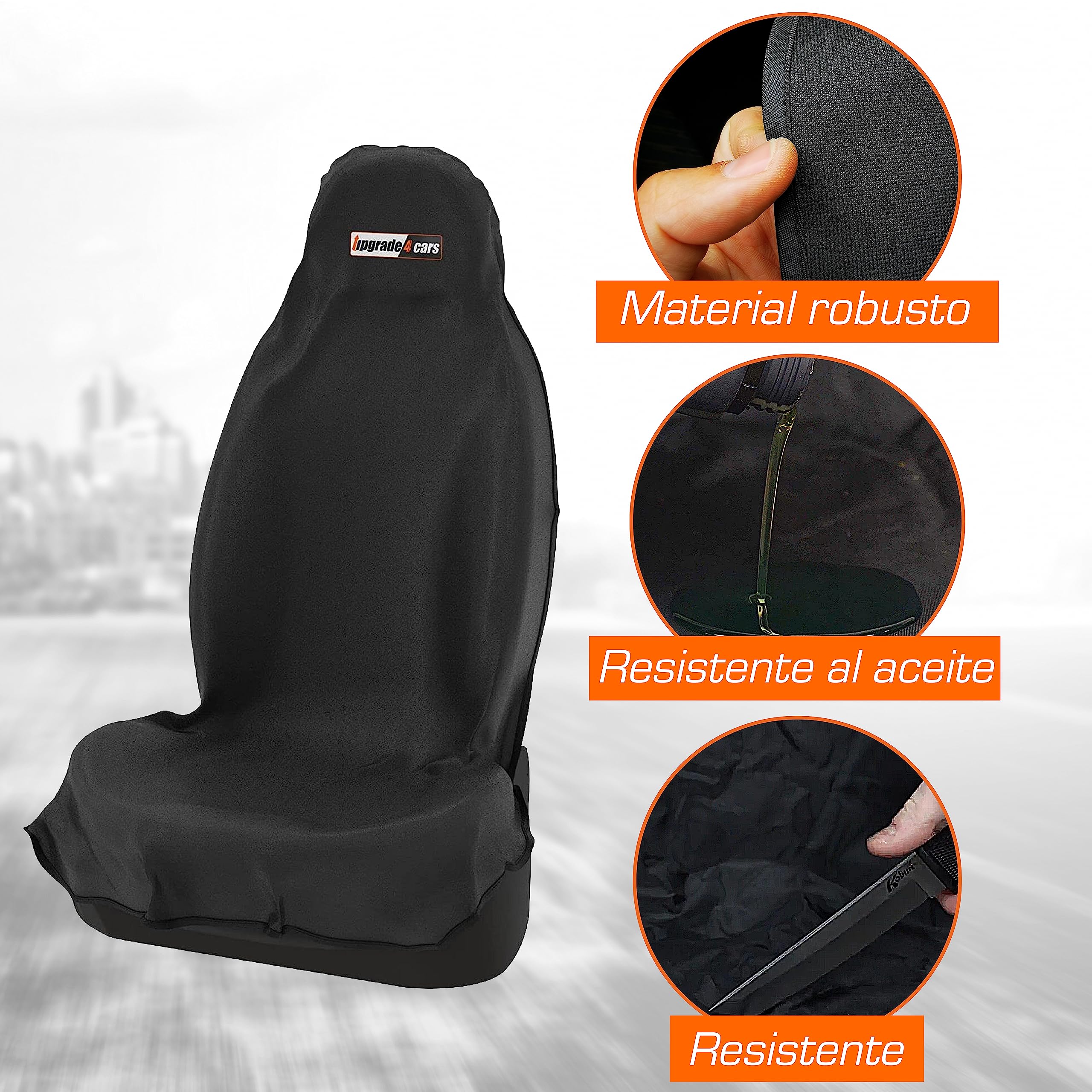 Upgrade4cars 2 x Funda de Asiento Delantero Impermeable para Coche Universal Negro