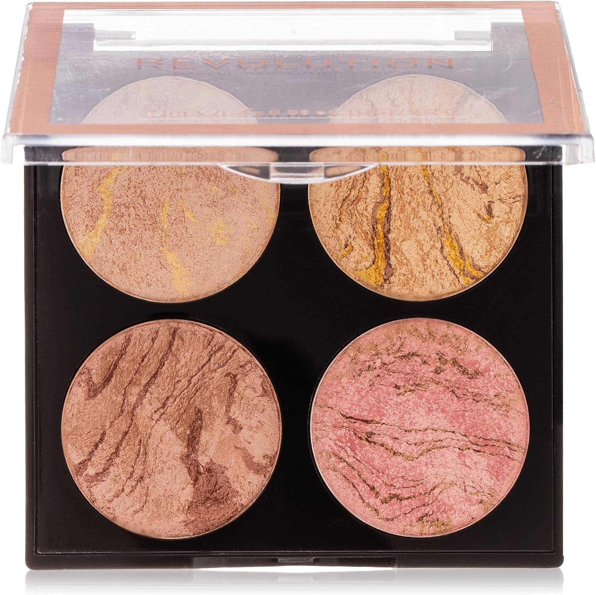 Makeup Revolution Cheek Kit, Face Bronzer & Highlighter Palette, Highly Pigmented Shimmer Formula, 4 Shades, Fresh Perspective, 8.8g