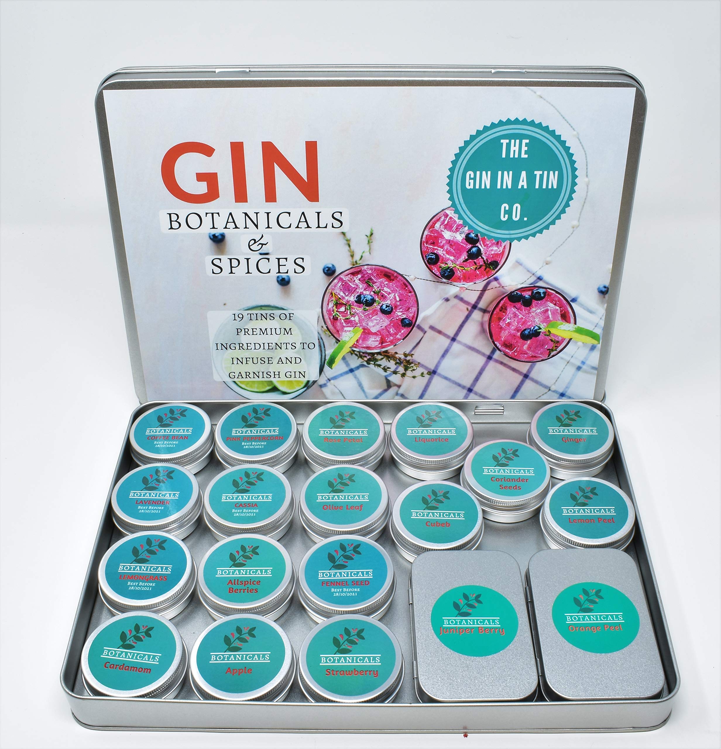 The Gin in a Tin Co. Gin Infusion Botanicals set of 19 Gin Spices Set