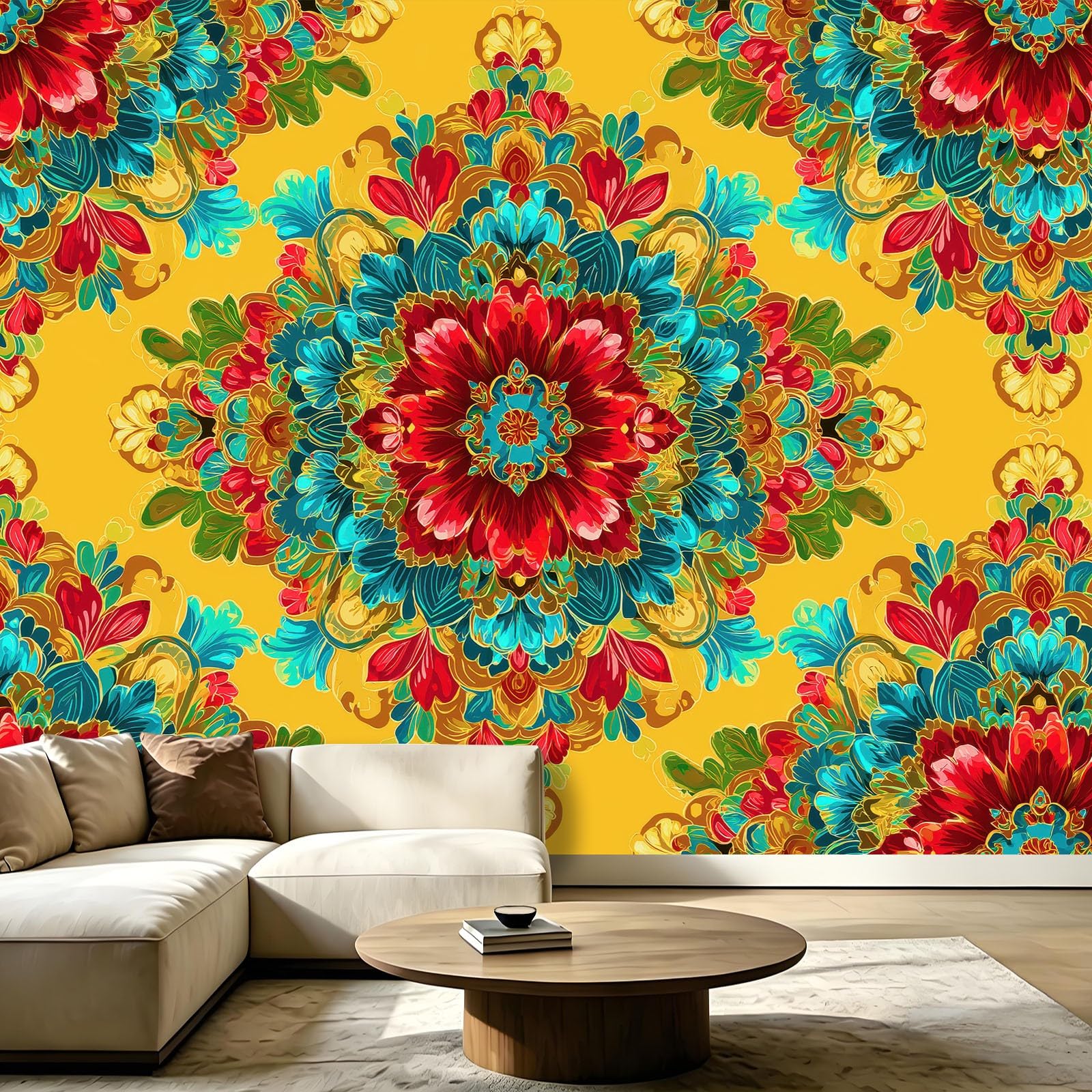 Papier peint panoramique bohème mandala 350x256 cm intissé