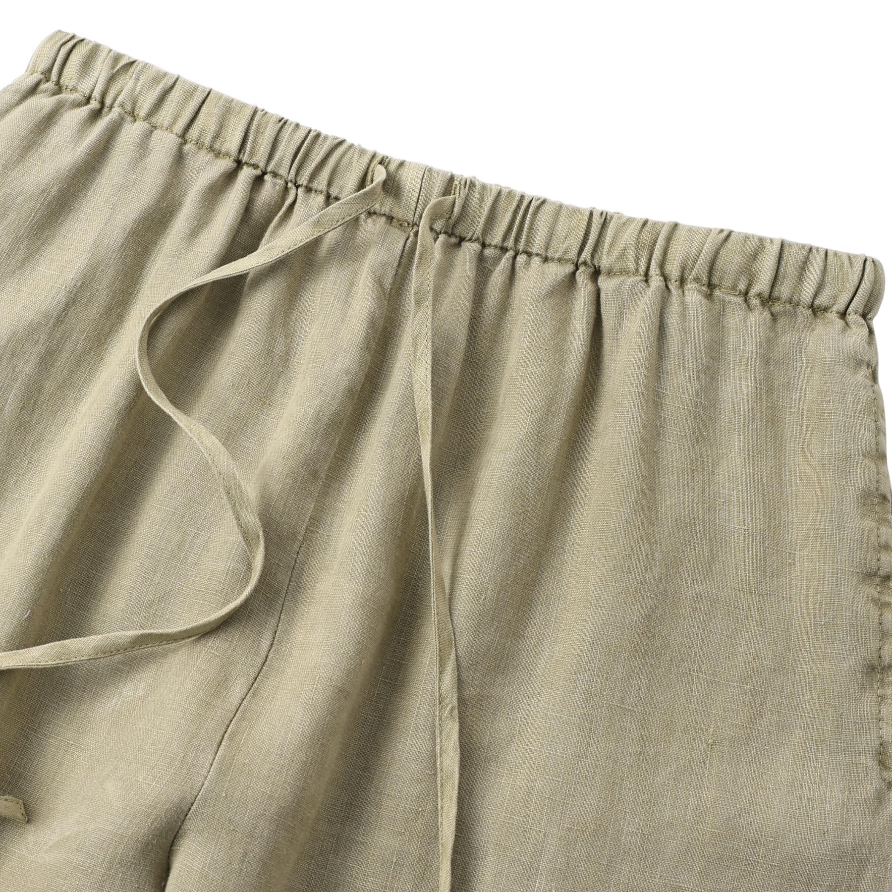 Amazhiyu Pantaloni da donna in 100% lino, da donna, tinto a pianta, estivi, vestibilità ampia, casual, in lino, a gamba larga, con tasche