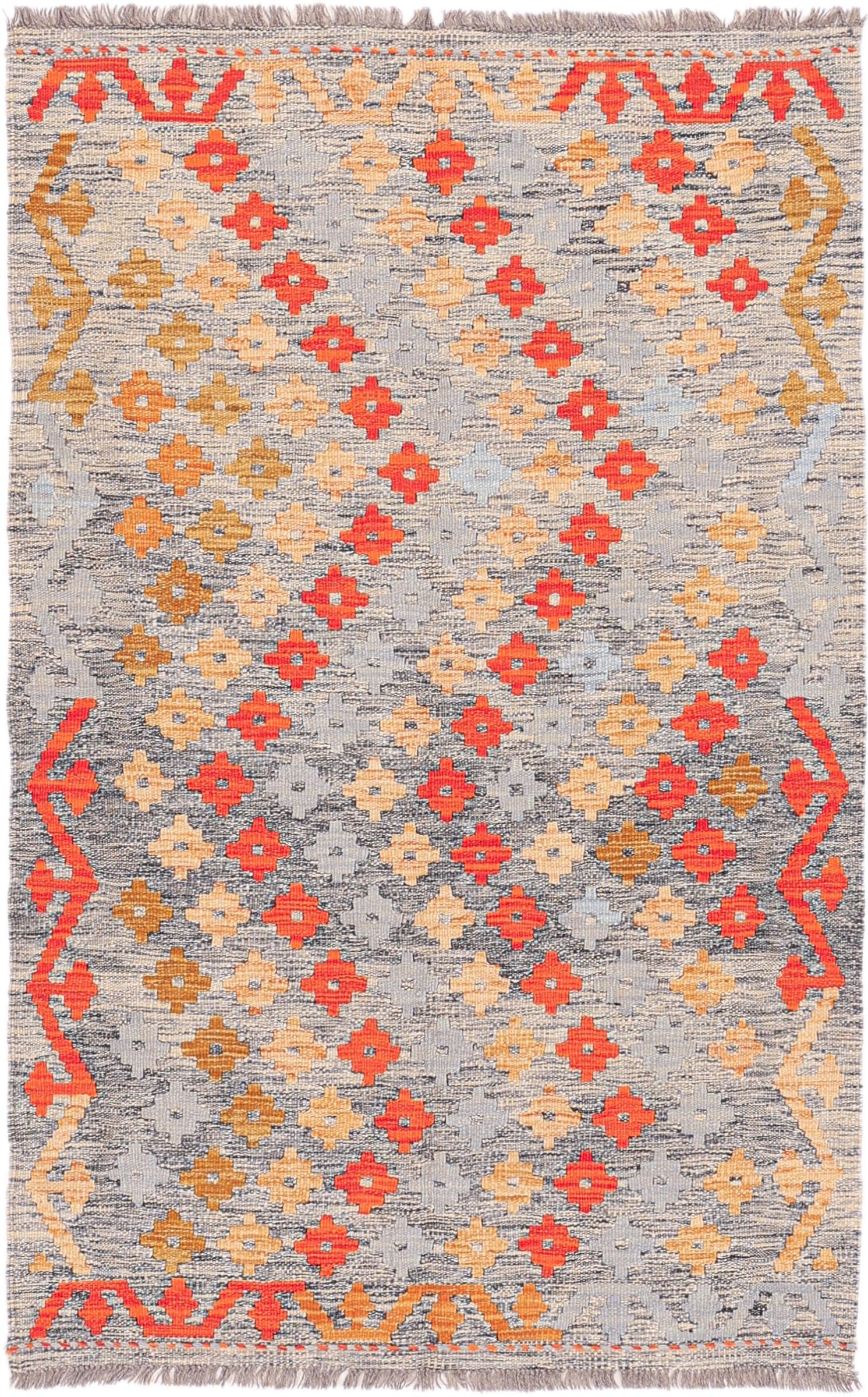 Tapis Kilim afghan en laine de 98x155 cm tissé à la main pour salon