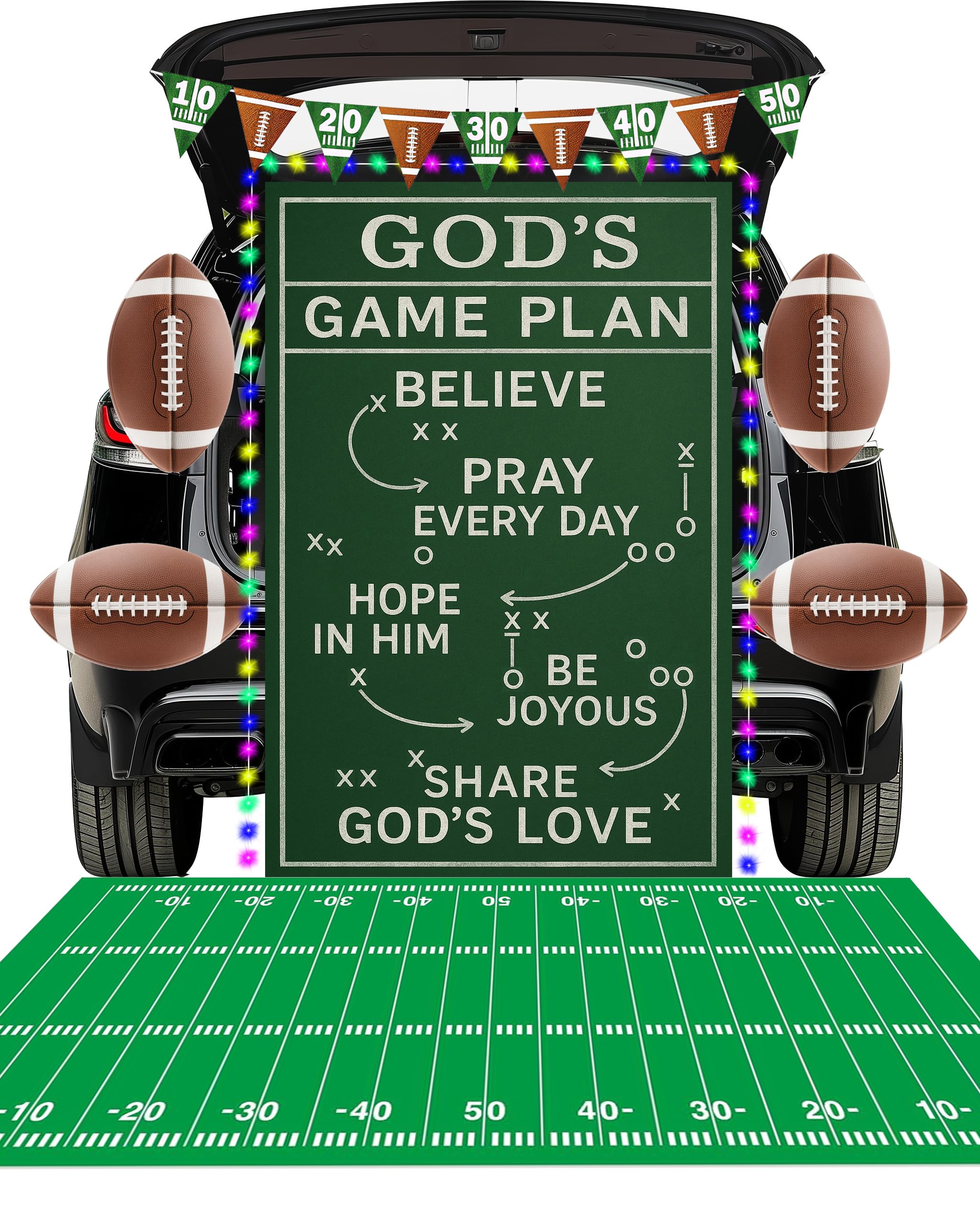 Religious Trunk or Treat Car Decoration Kit Christian Decor Football Theme Football Party Supply Halloween Car Outdoor D