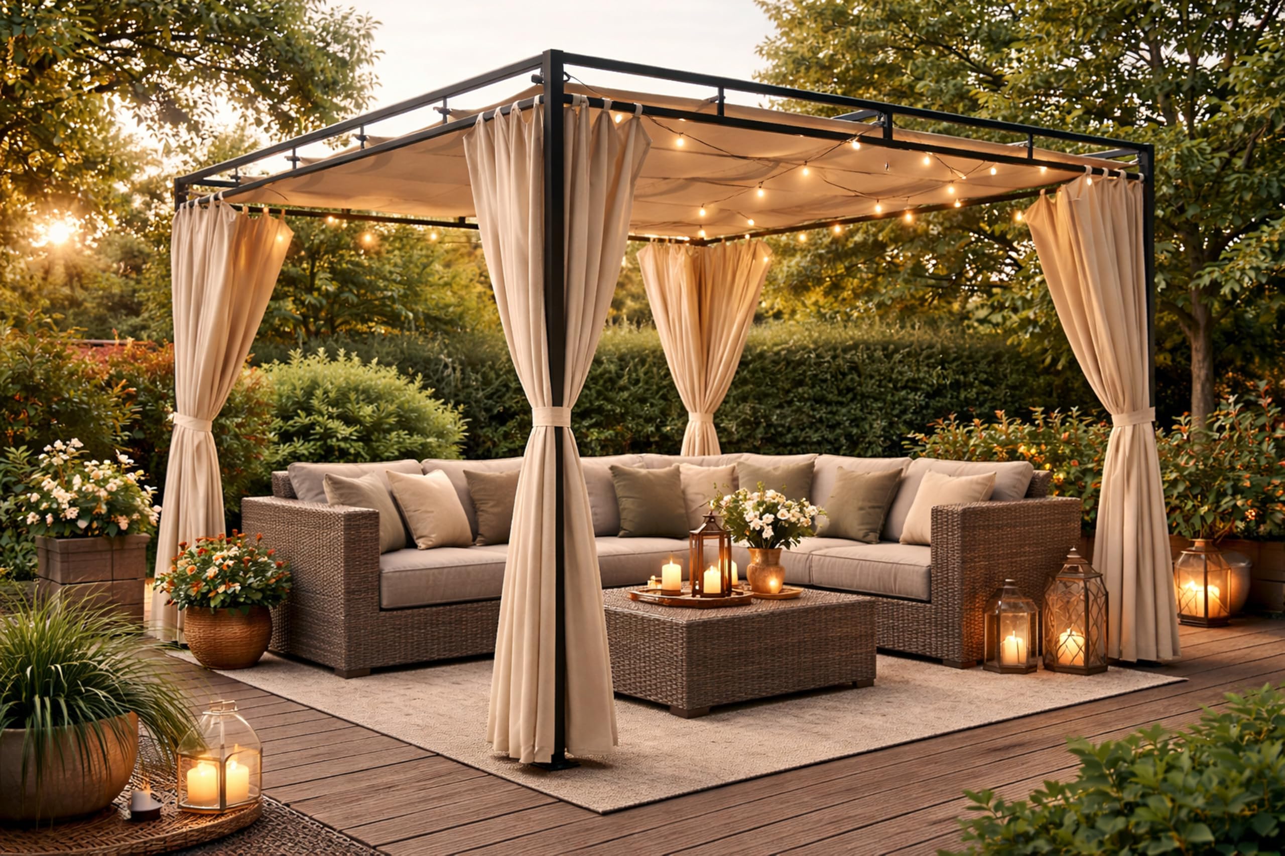 Ersatzdach für Flachdach Pergola Firenze 3x3m Pergoladach Bezug Sand