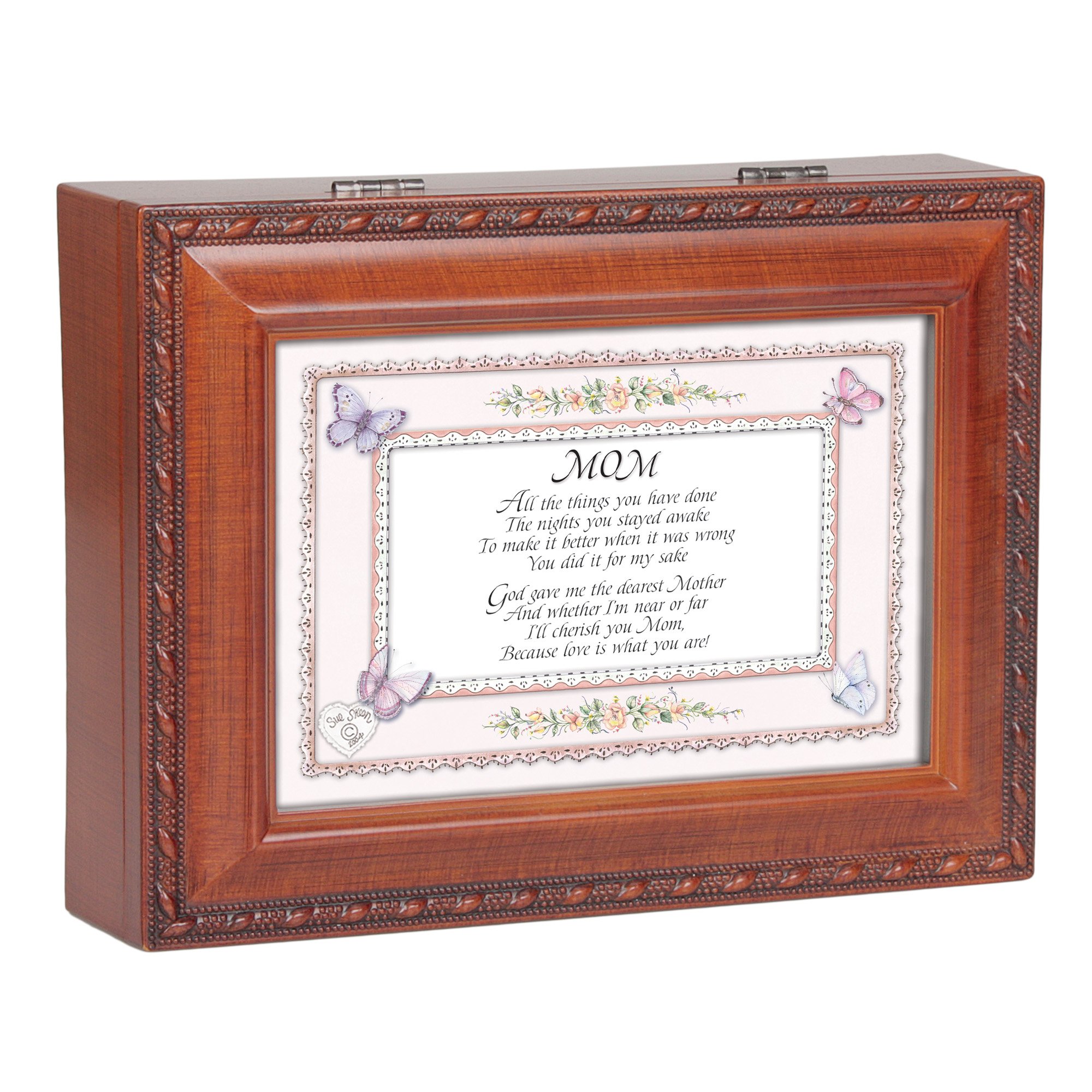 Mom Woodgrain Music Box Plays How Great Thou Art