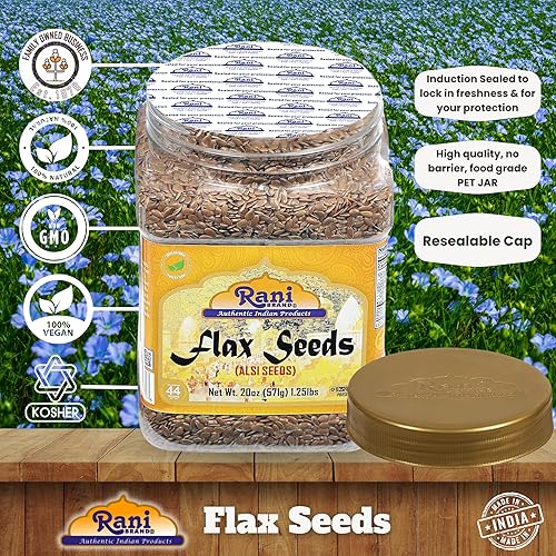 Miniatura 4 de Rani - Semillas de lino enteras crudas (Alsi, Linum usitatissimum) 20 onzas (1.25 libras) tarro de PET de 20.00 oz  totalmente natural  Apto para