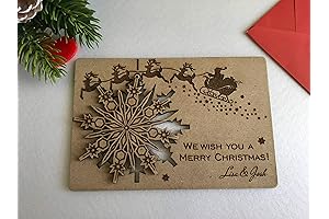 Personalized Engraved Christmas Wooden Greeting Card