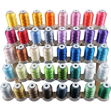 New Brothread 40 Brother Colors Polyester Embroidery Machine Thread Kit 500M (550Y) Each Spool for Brother Babylock Janome Singer Pfaff Husqvarna Bernina Embroidery and Sewing Machines